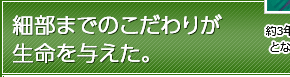 細部までのこだわりが生命を与えた。