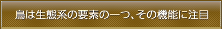 鳥は生態系の要素の一つ、その機能に注目