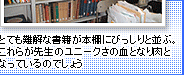 とても難解な書籍が本棚にびっしりと並ぶ。これが先生のユニークさの血となり肉となっているのでしょう