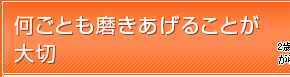 何ごとも磨きあげることが大切