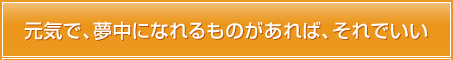 元気で、夢中になれるものがあれば、それでいい